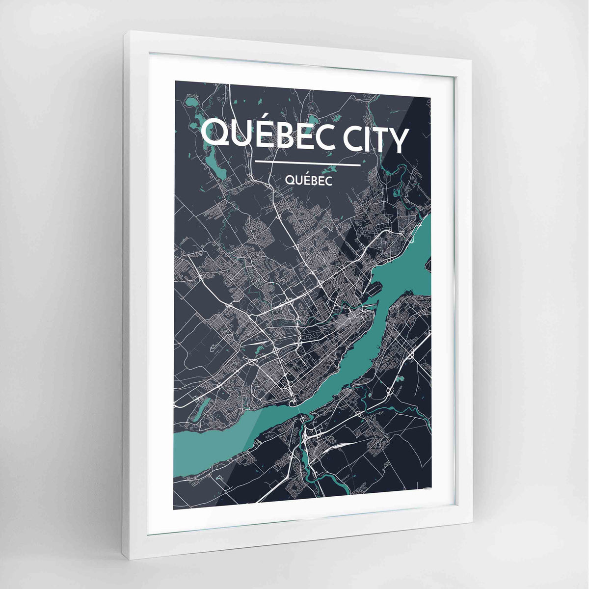 Quebec Map Art Print - Framed