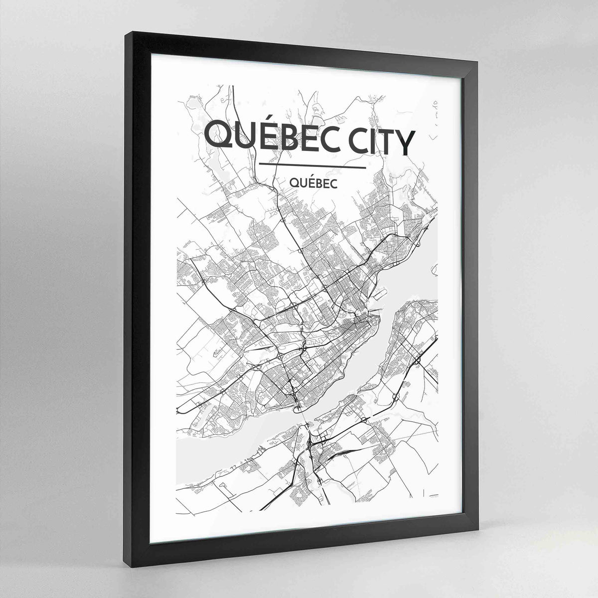 Quebec Map Art Print - Framed