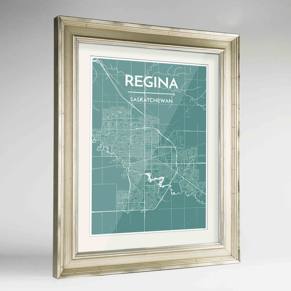 Framed Regina City Map 24x36&quot; Champagne frame Point Two Design Group