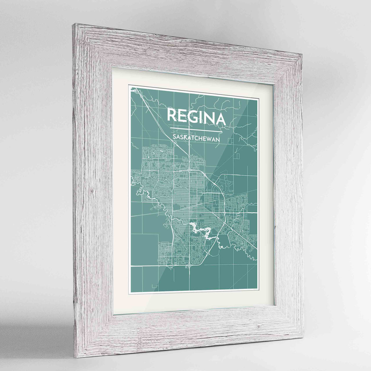 Framed Regina City Map 24x36&quot; Western White frame Point Two Design Group