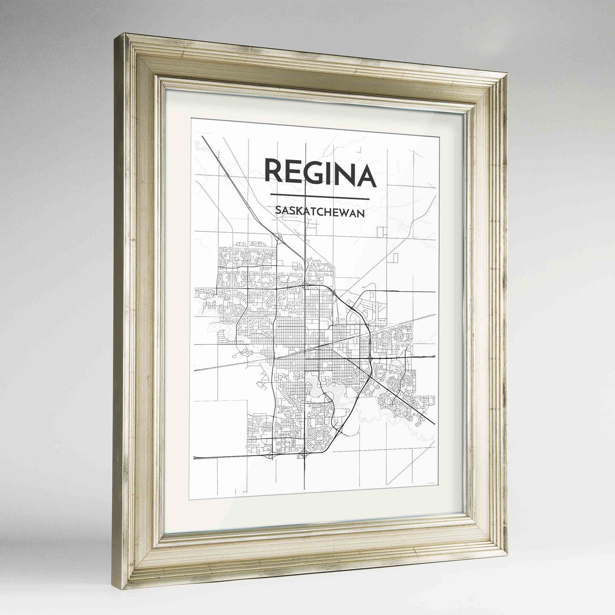 Framed Regina City Map 24x36&quot; Champagne frame Point Two Design Group