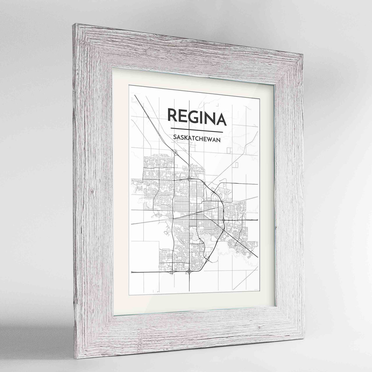 Framed Regina City Map 24x36&quot; Western White frame Point Two Design Group