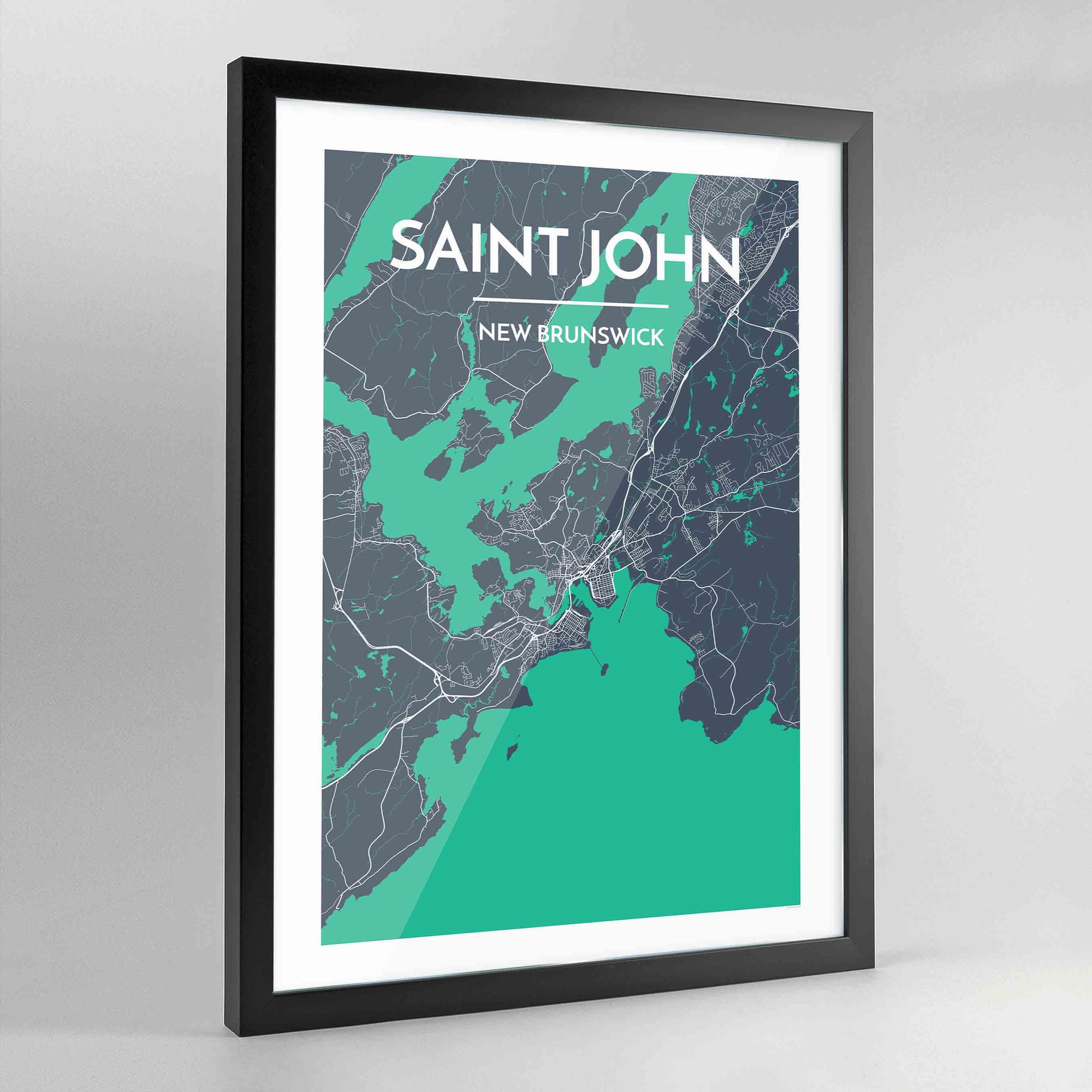 Framed Saint John City Map Art Print - Point Two Design