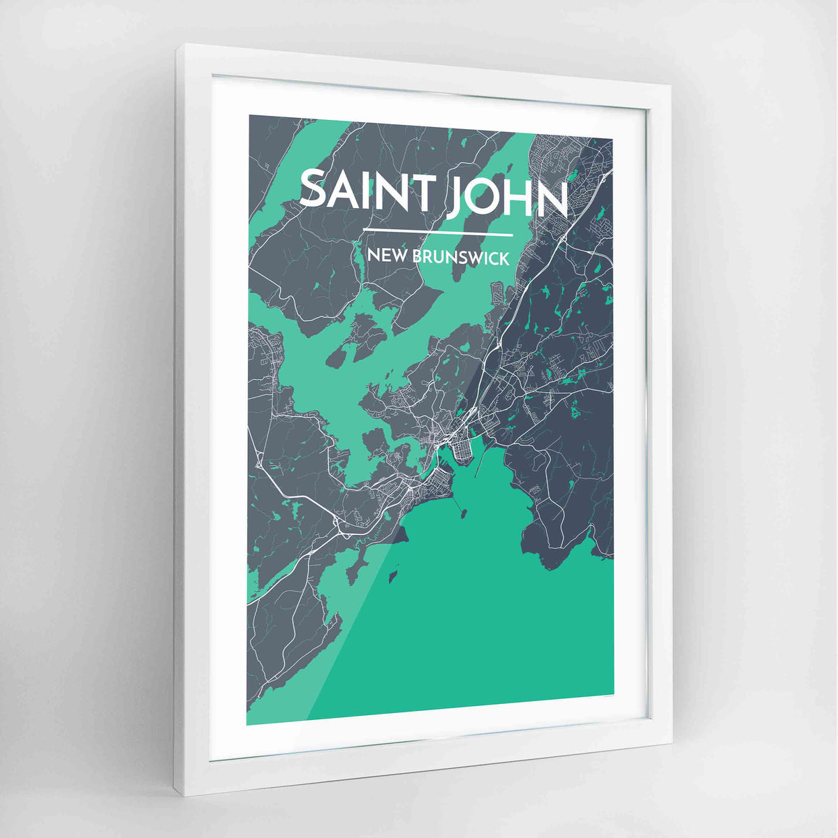 Saint John Map Art Print - Framed