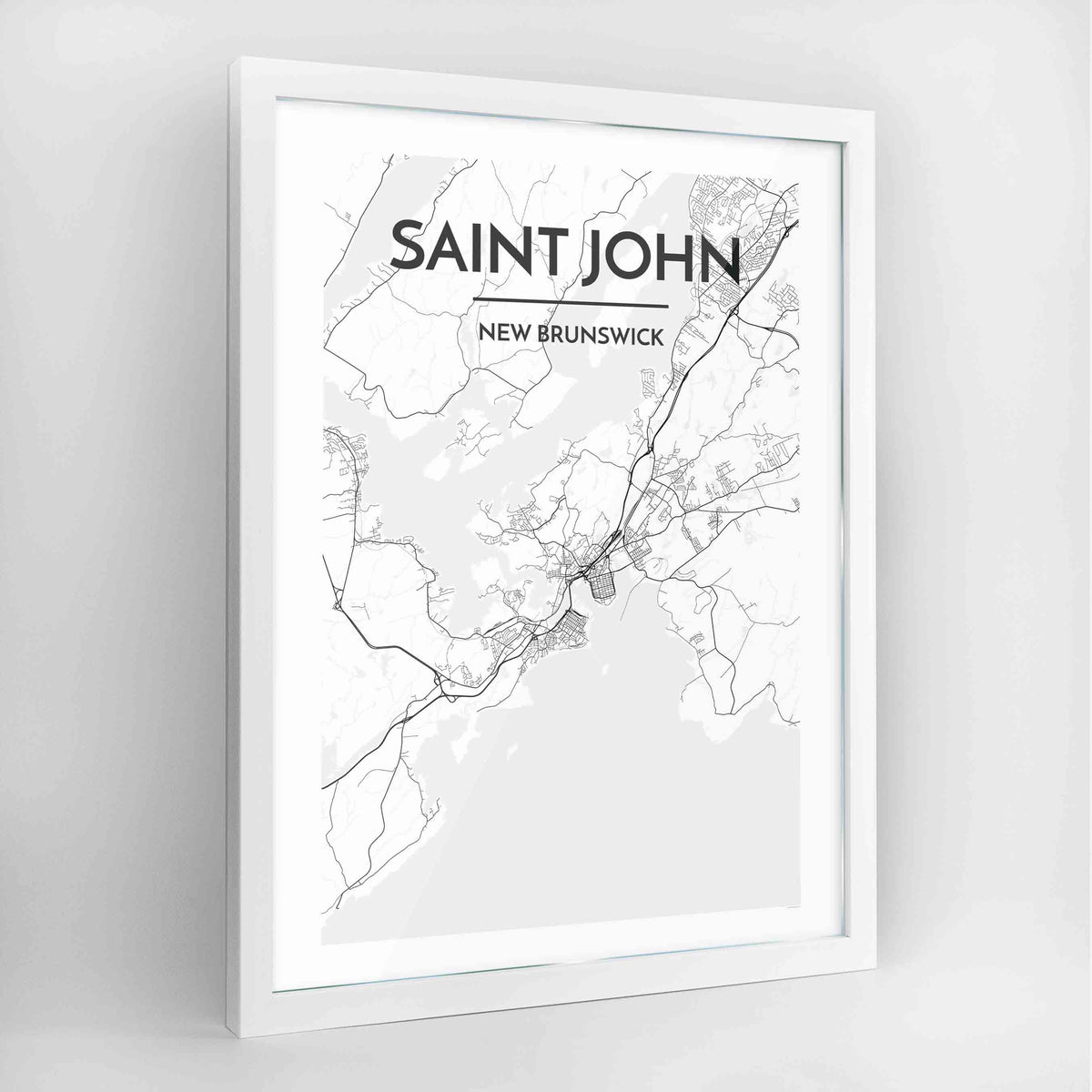 Saint John Map Art Print - Framed