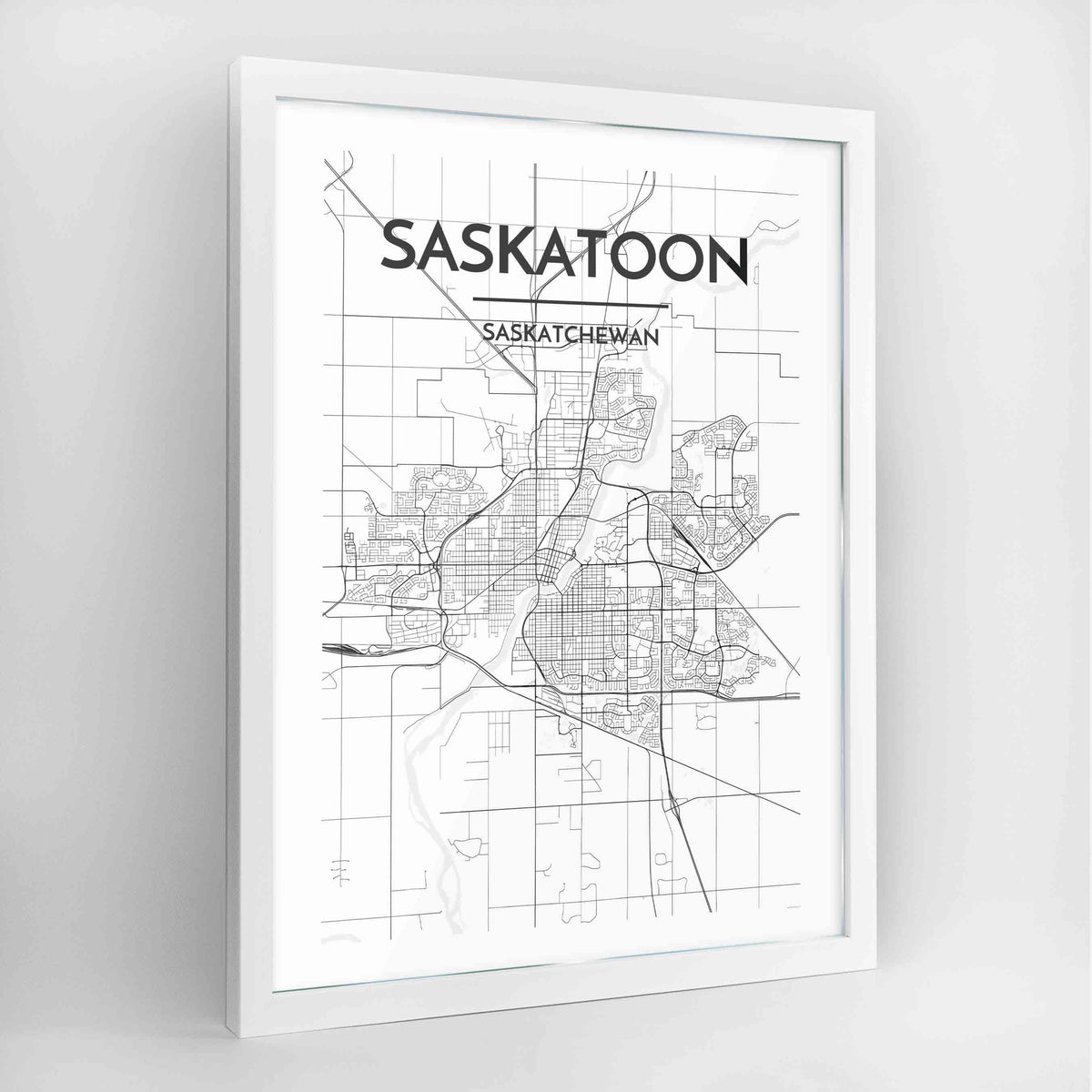 Saskatoon Map Art Print - Framed