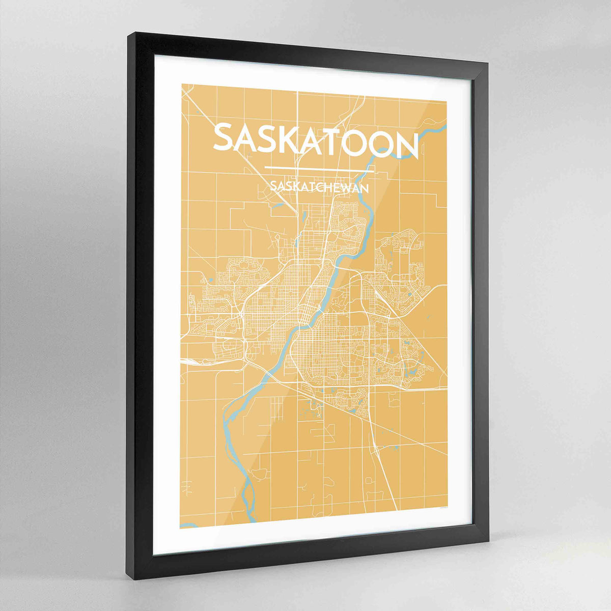 Framed Saskatoon City Map Art Print - Point Two Design