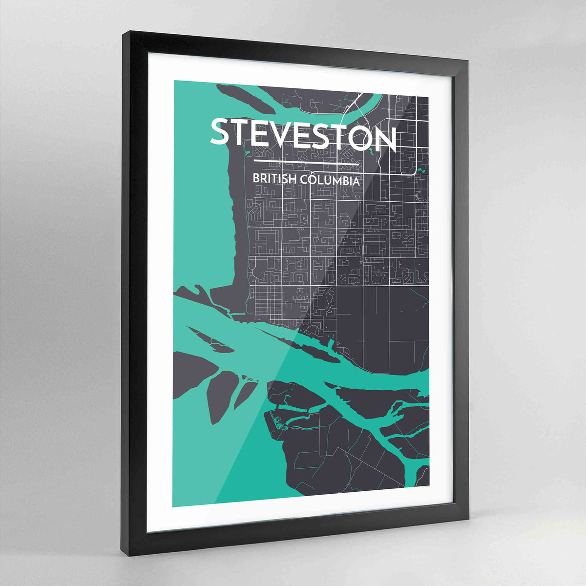 Framed Steveston City Map Art Print - Point Two Design