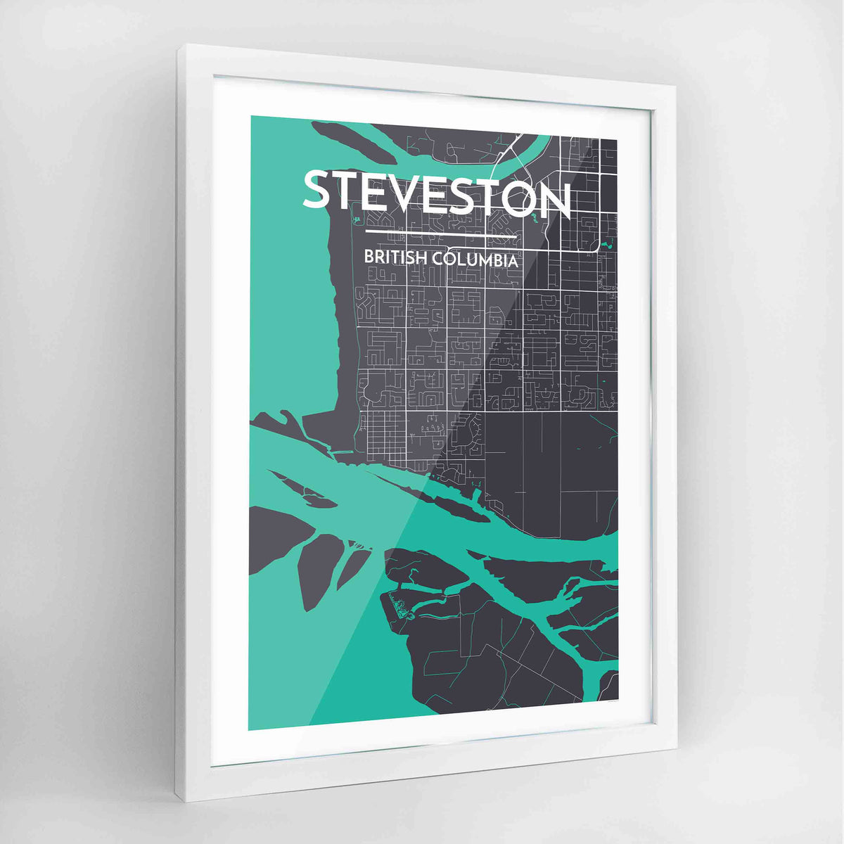 Steveston Map Art Print - Framed