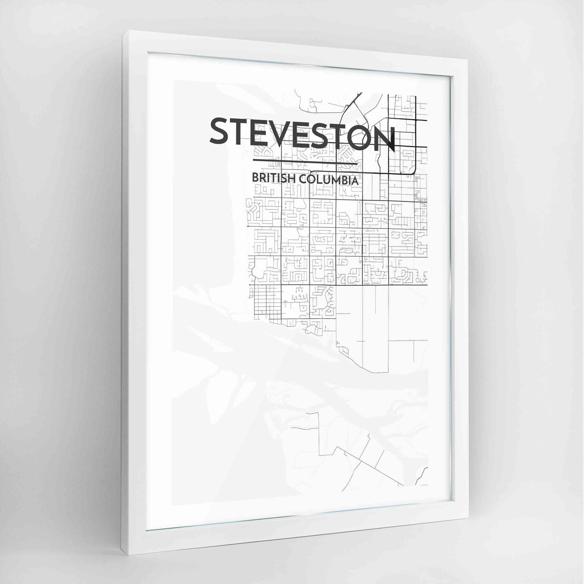 Steveston Map Art Print - Framed