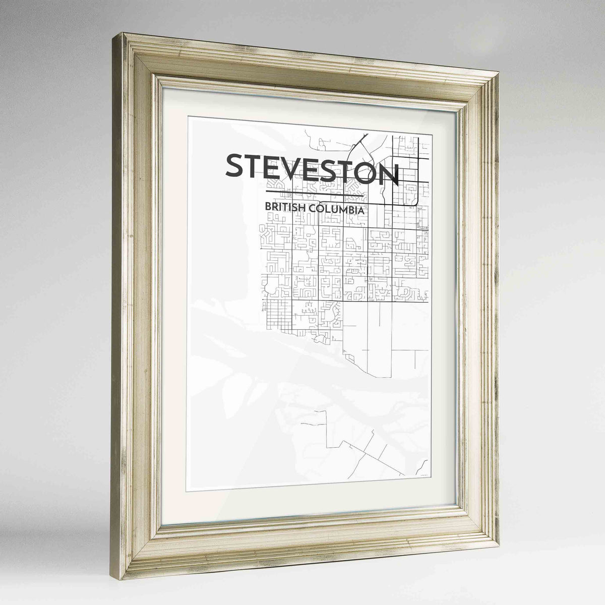 Framed Steveston Map Art Print 24x36&quot; Champagne frame Point Two Design Group