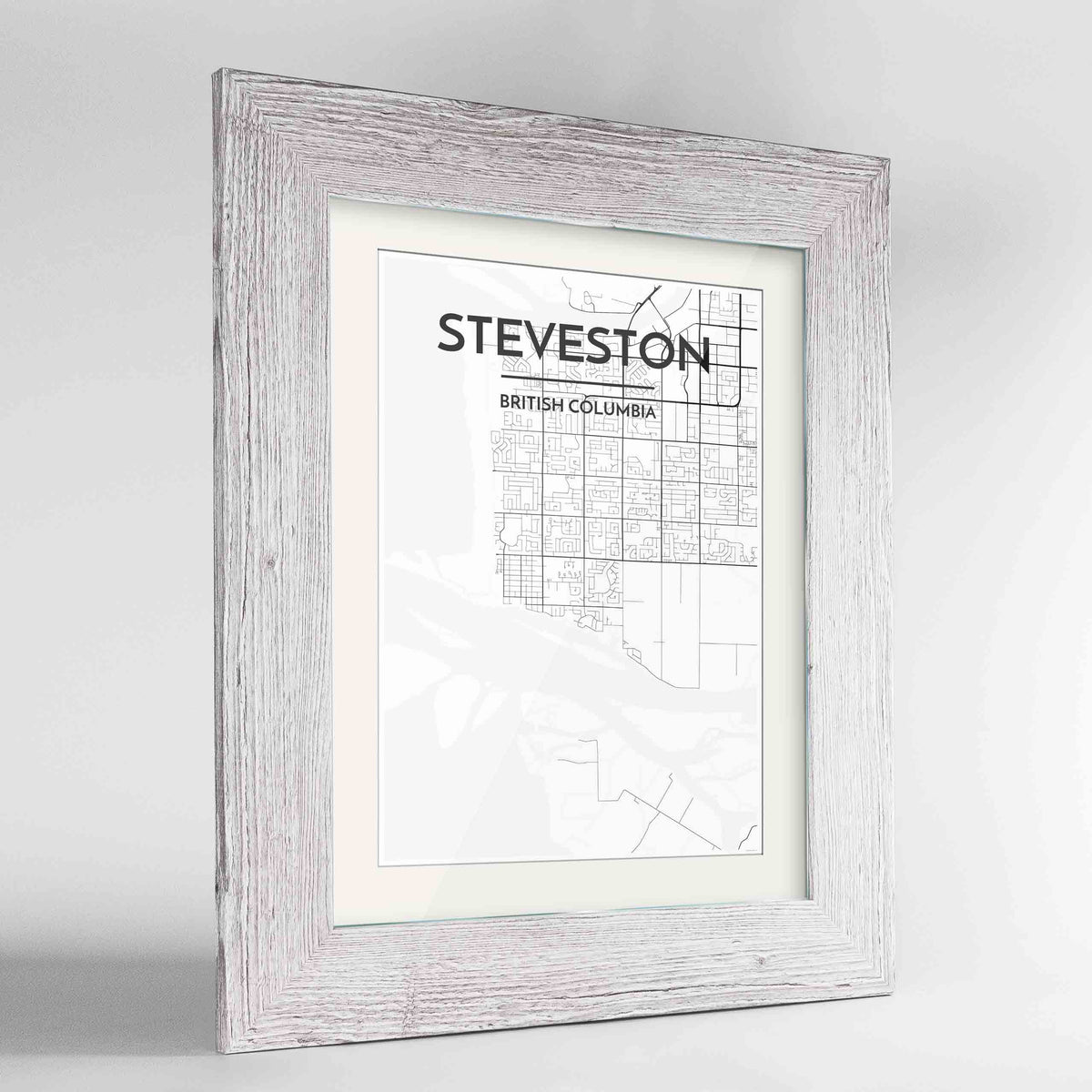 Framed Steveston Map Art Print 24x36&quot; Western White frame Point Two Design Group