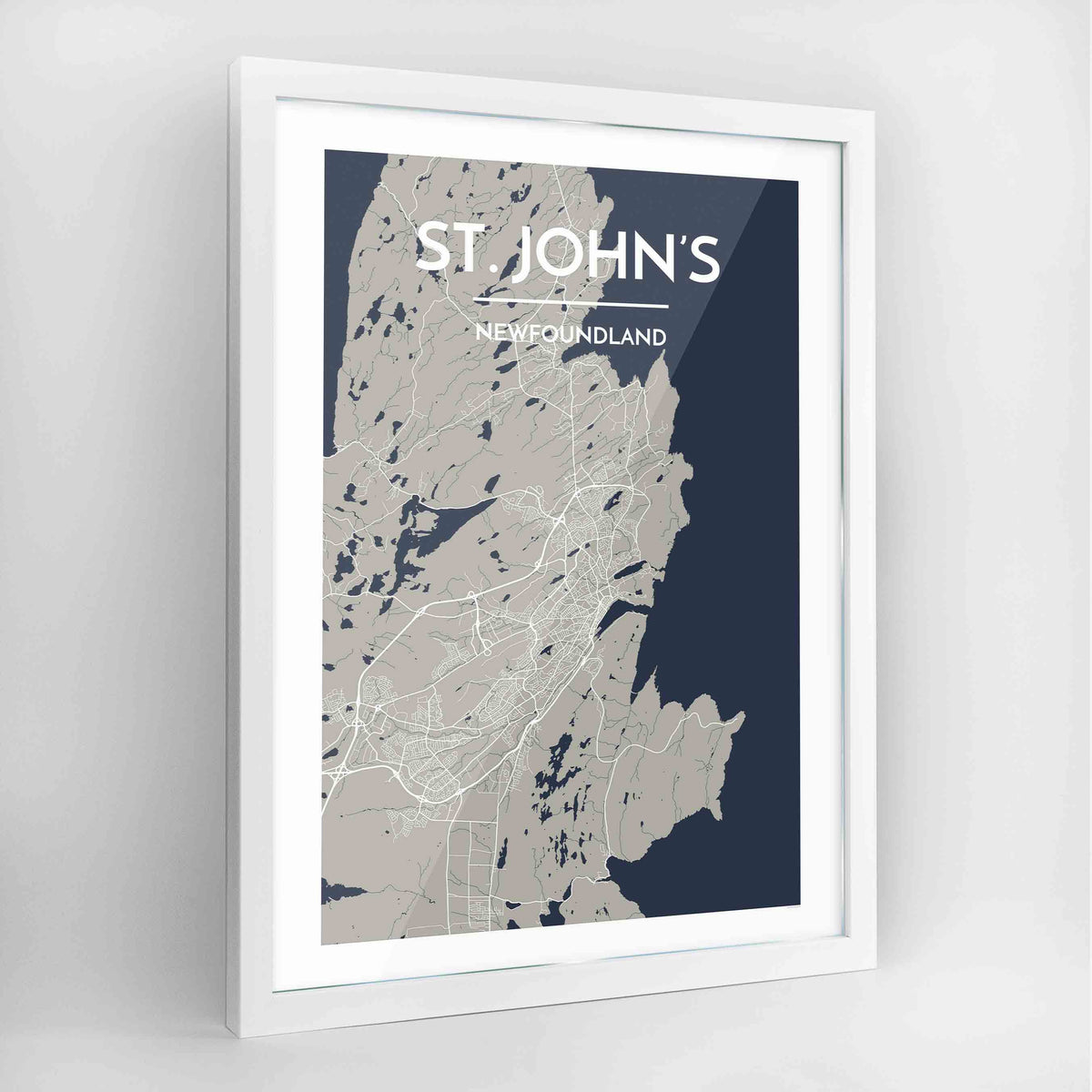 St John&#39;s Map Art Print - Framed