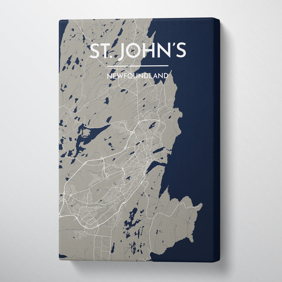 St John&#39;s City Map Canvas Wrap - Point Two Design