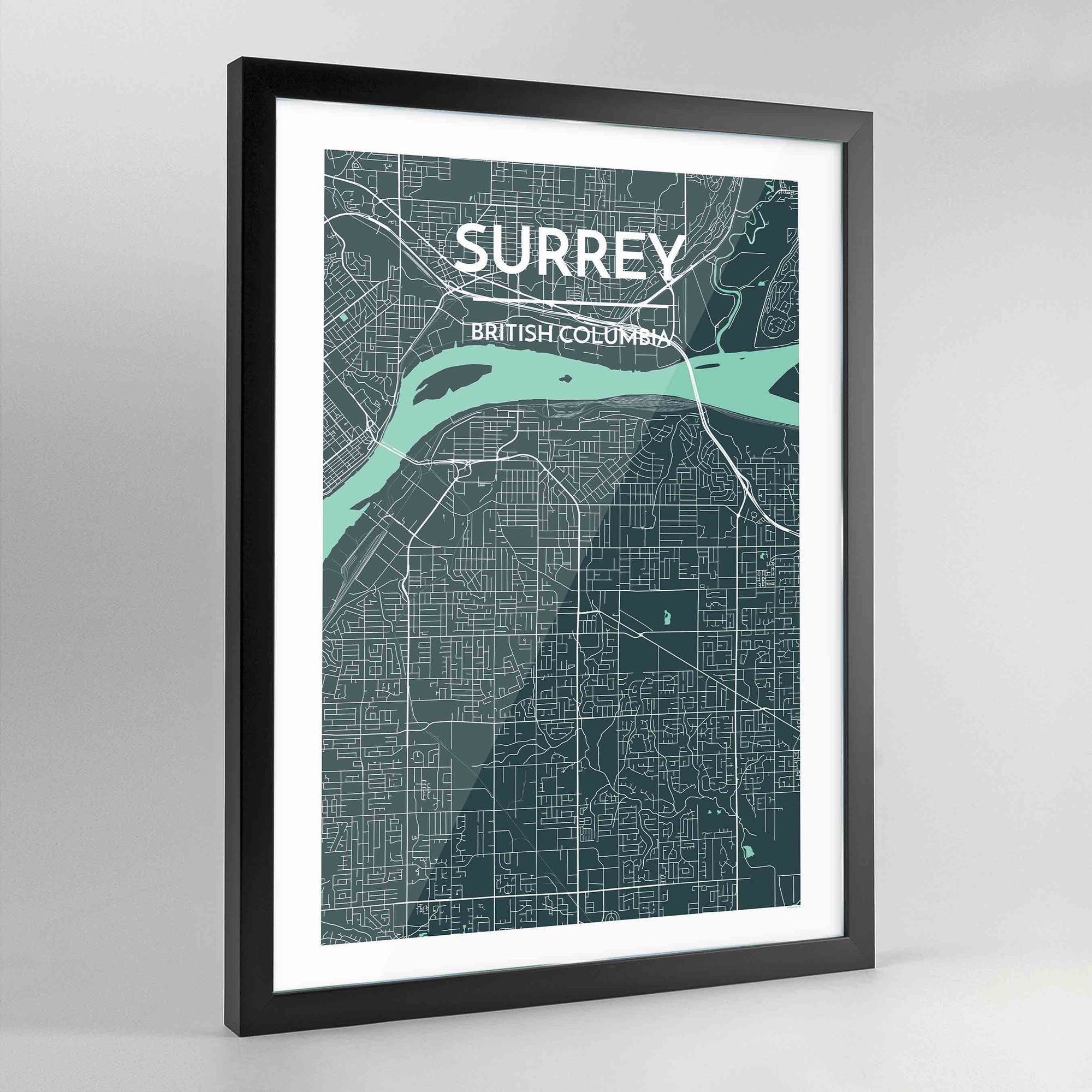 Framed Surrey City Map Art Print - Point Two Design