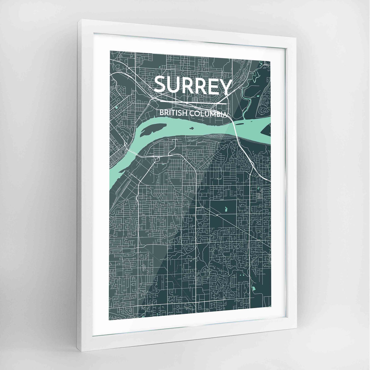 Surrey Map Art Print - Framed