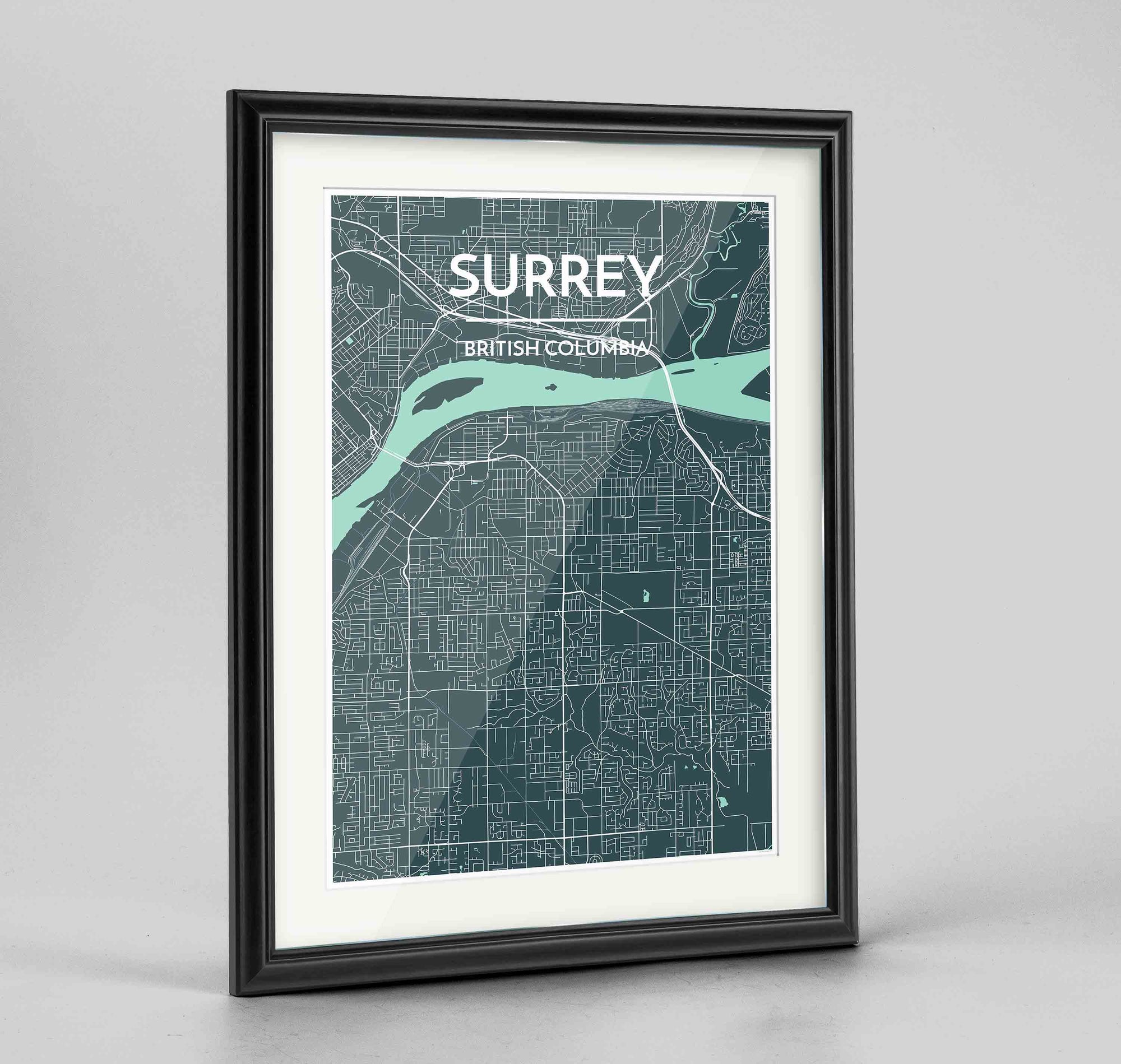 Framed Surrey City Map 24x36" Traditional Black frame Point Two Design Group