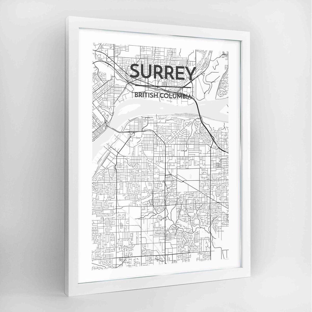 Surrey Map Art Print - Framed