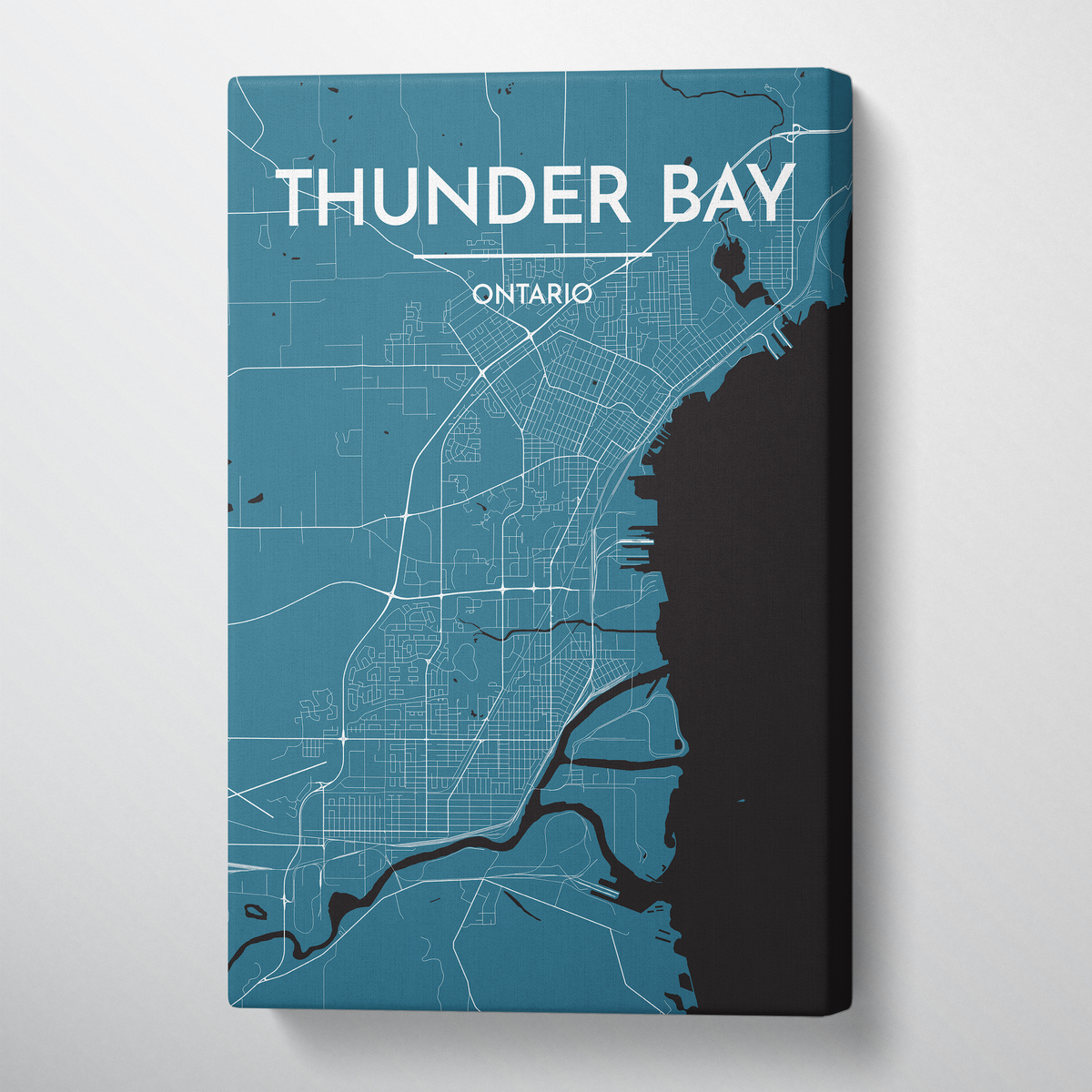 Thunder Bay City Map Canvas Wrap - Point Two Design
