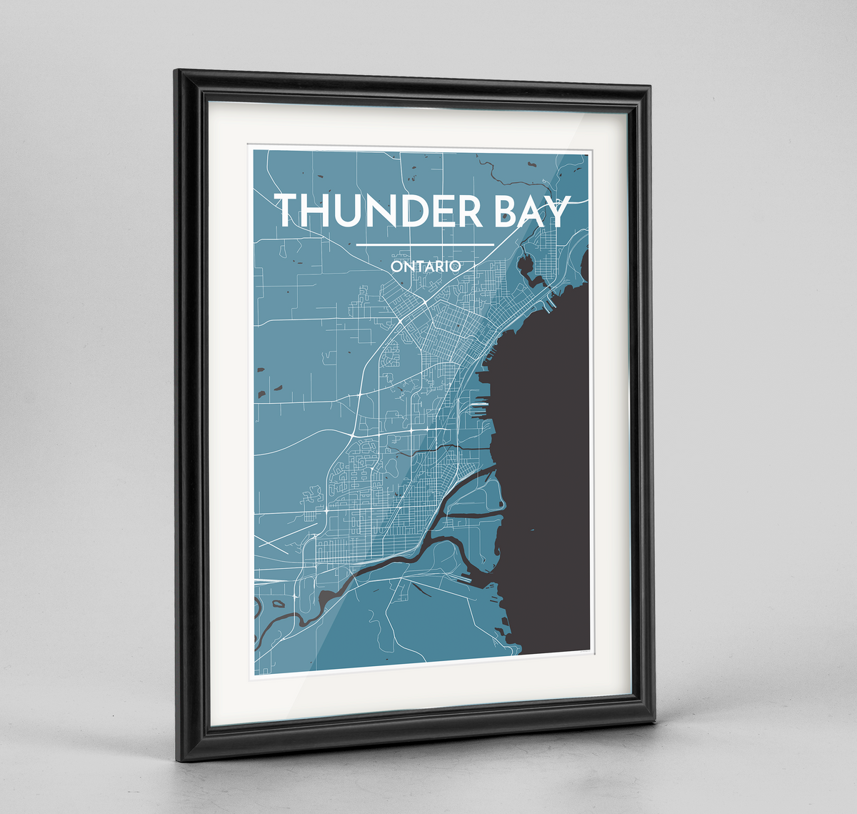 Framed Thunder Bay City Map Art Print - Point Two Design