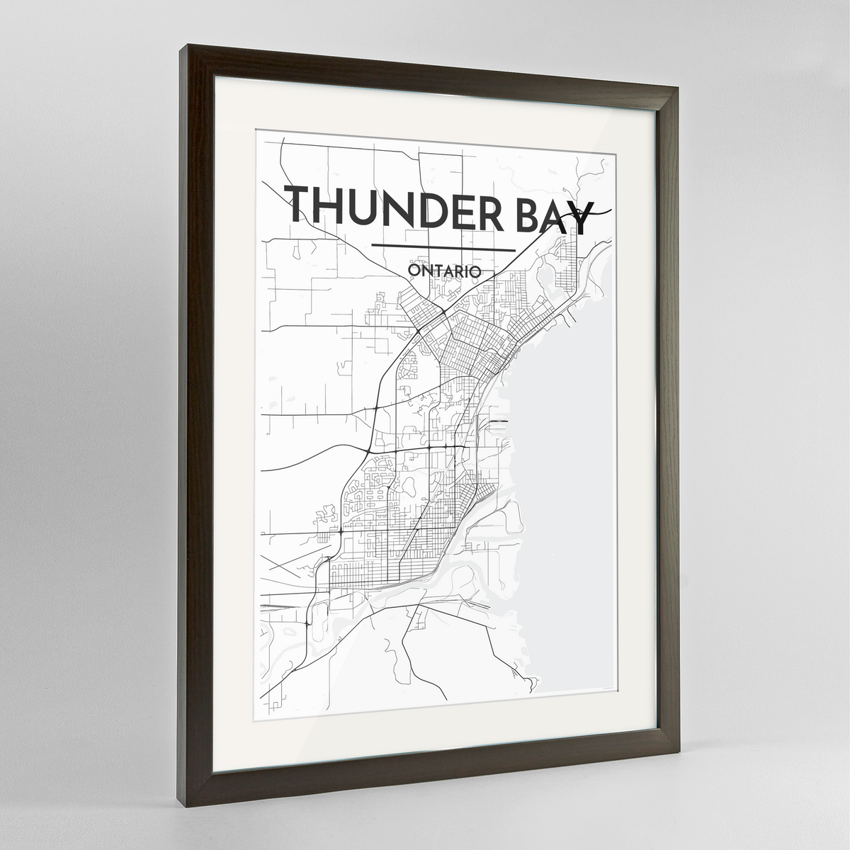Thunder Bay Map Art Print - Framed