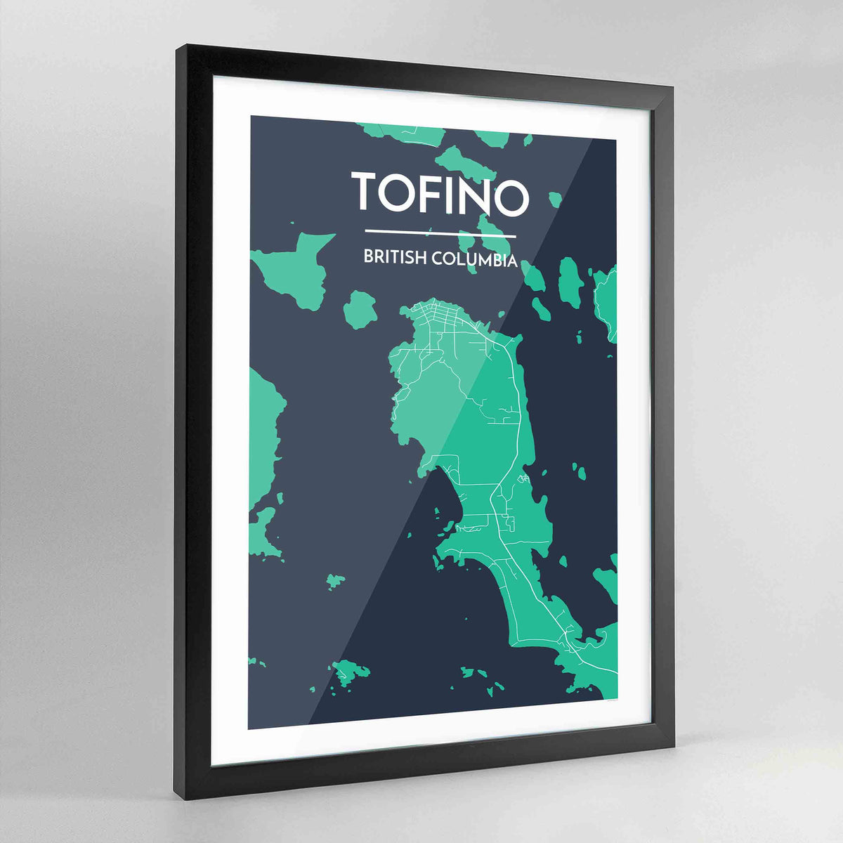 Framed Tofino City Map Art Print - Point Two Design