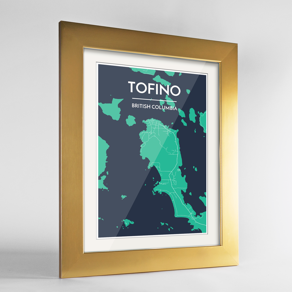 Tofino Map Art Print - Framed