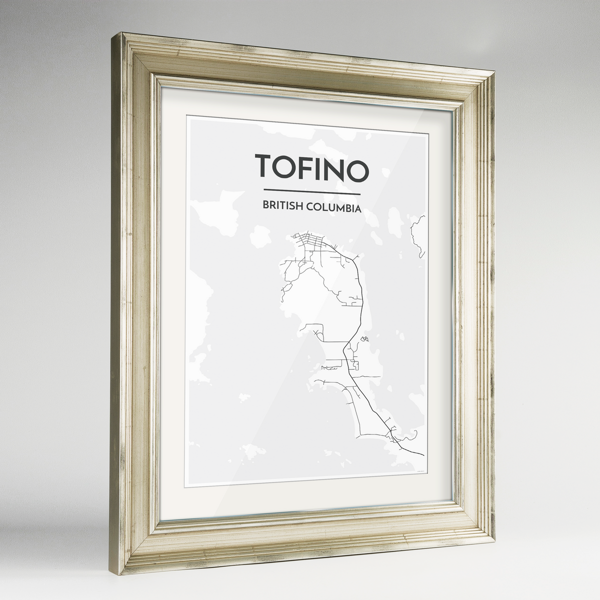 Tofino Map Art Print - Framed