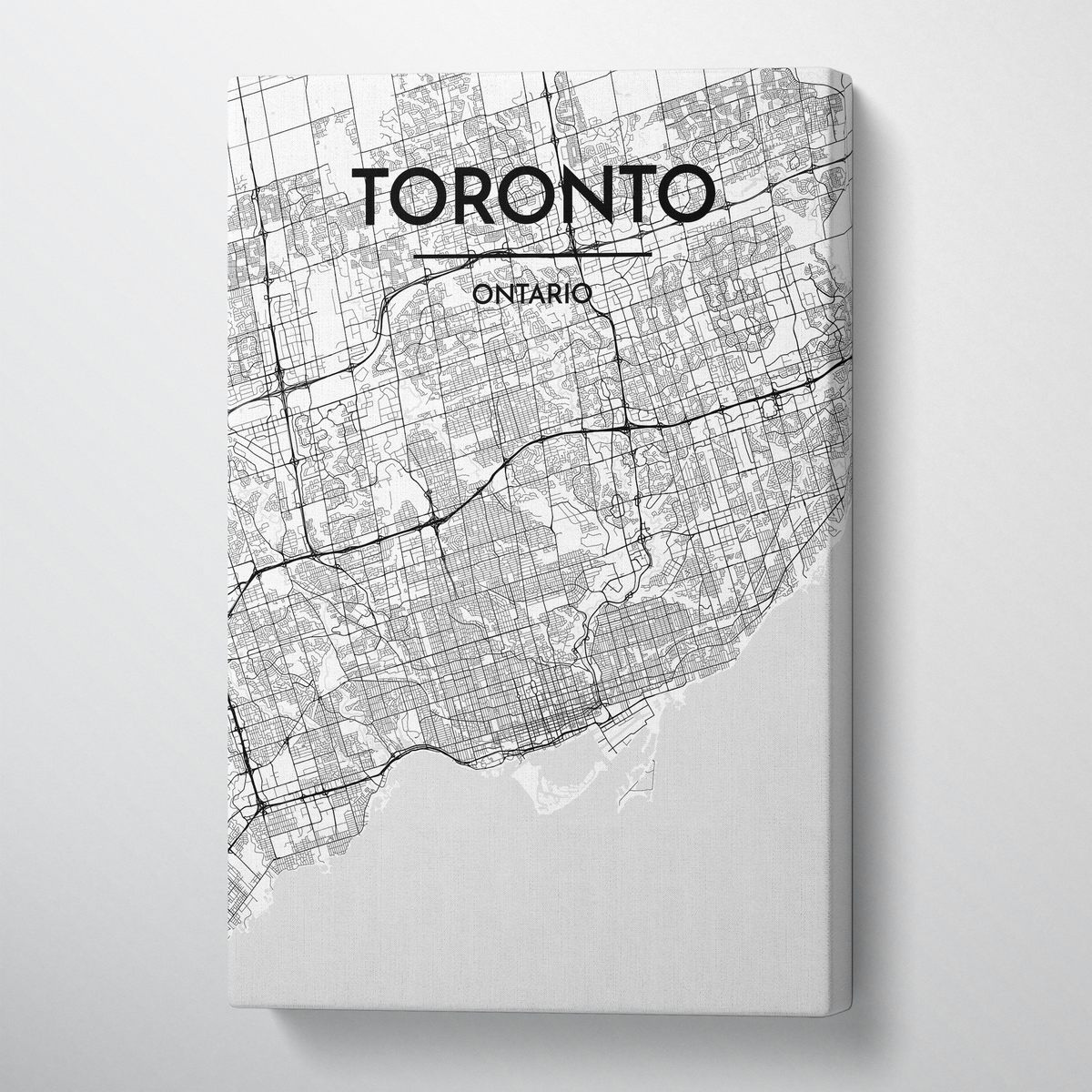 Toronto City Map Canvas Wrap - Point Two Design - Black and White