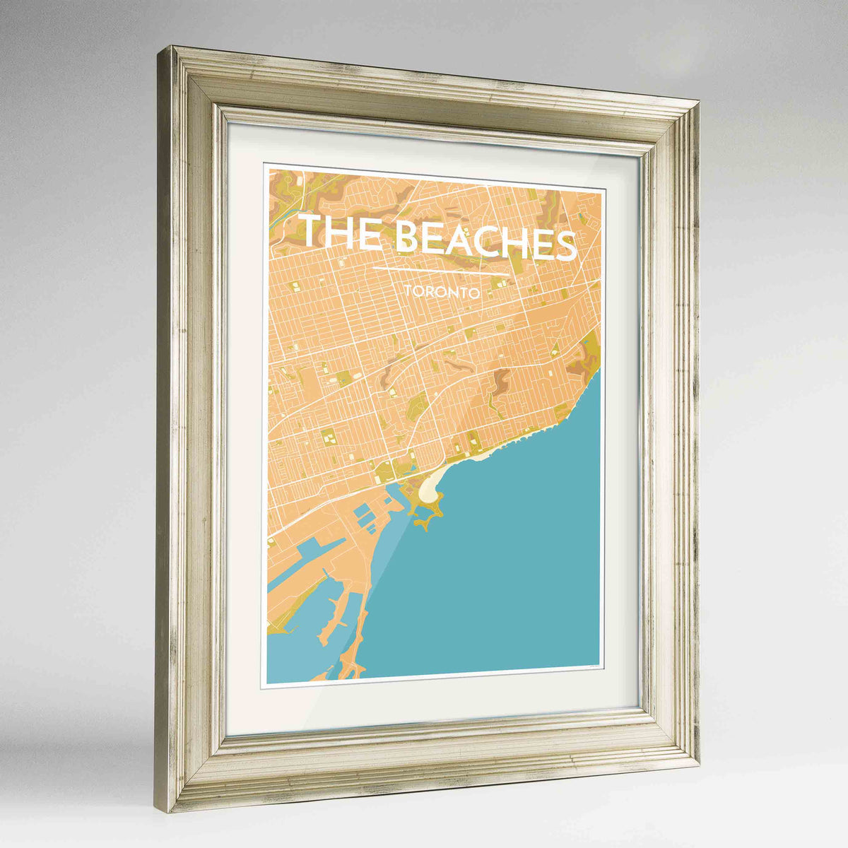 Toronto Beaches Map Art Print - Framed