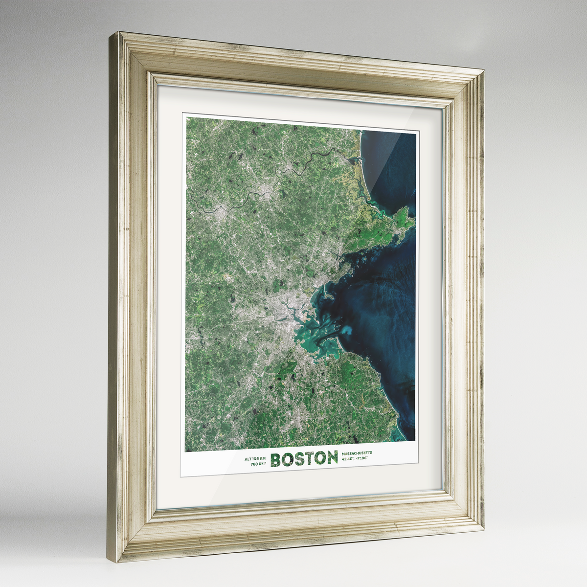 Boston Earth Photography Art Print - Framed