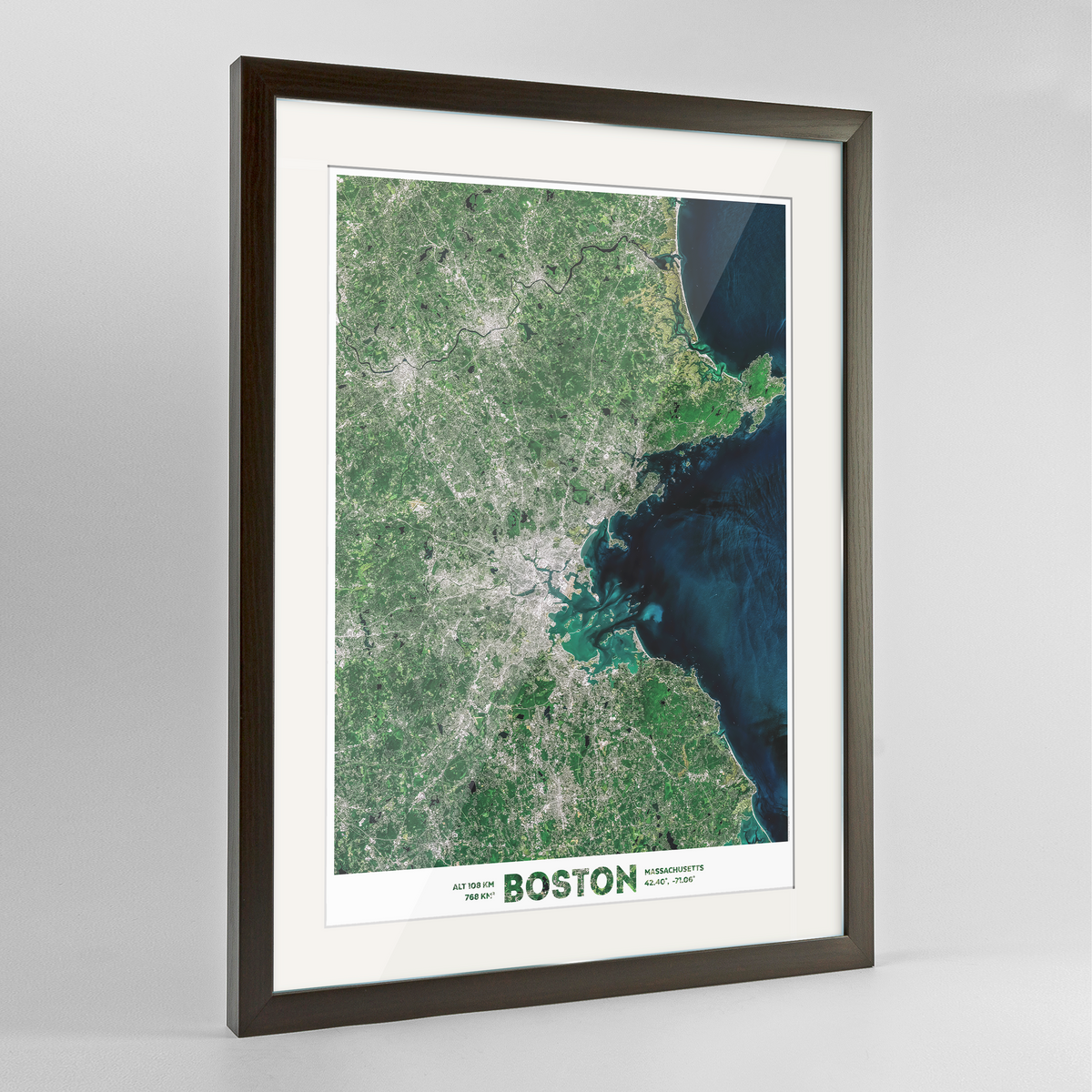 Boston Earth Photography Art Print - Framed
