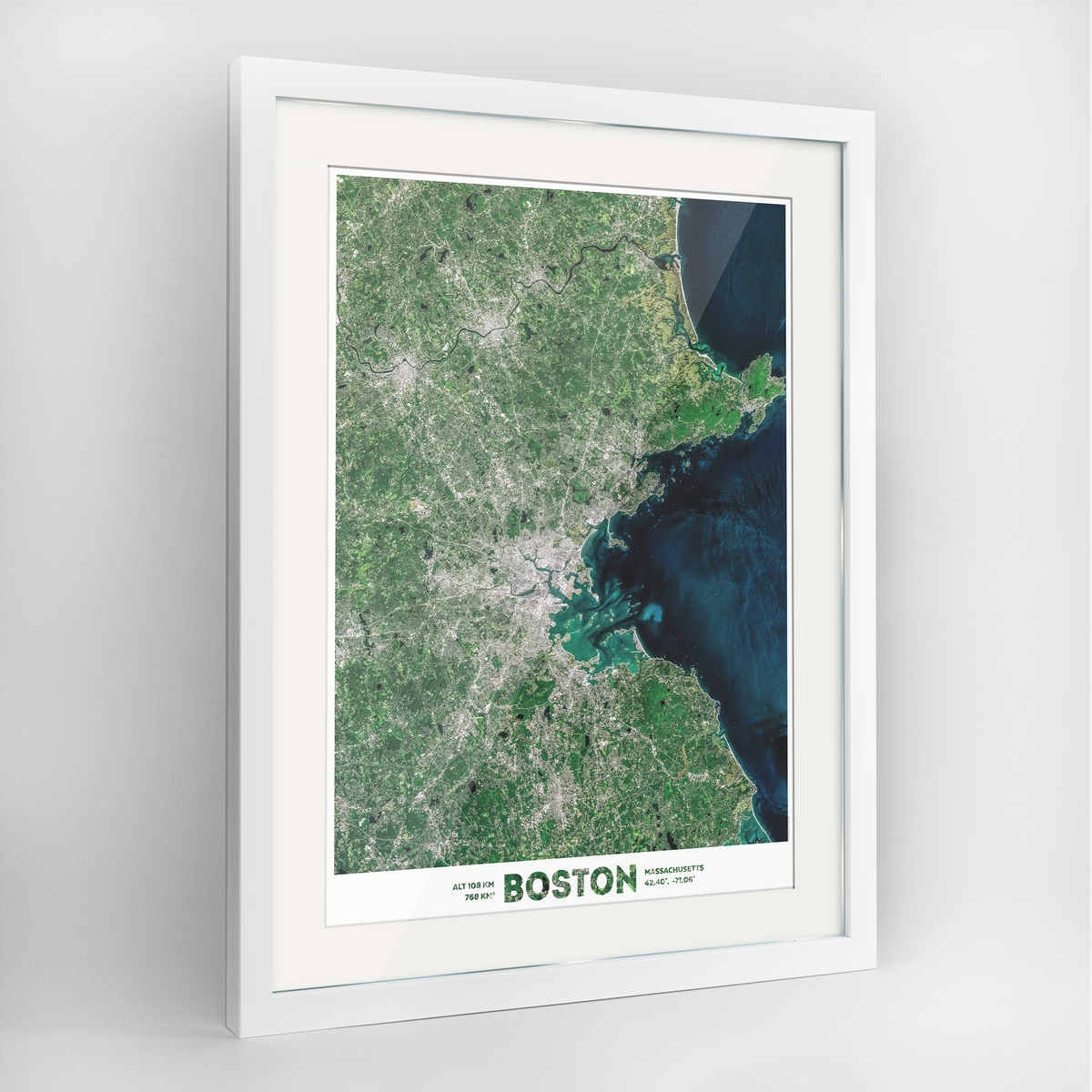 Boston Earth Photography Art Print - Framed