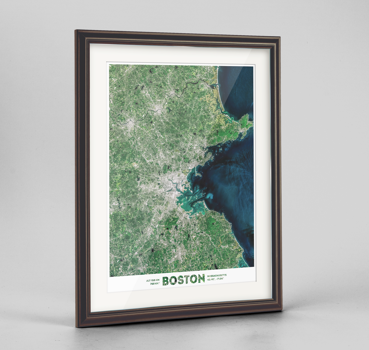 Boston Earth Photography Art Print - Framed