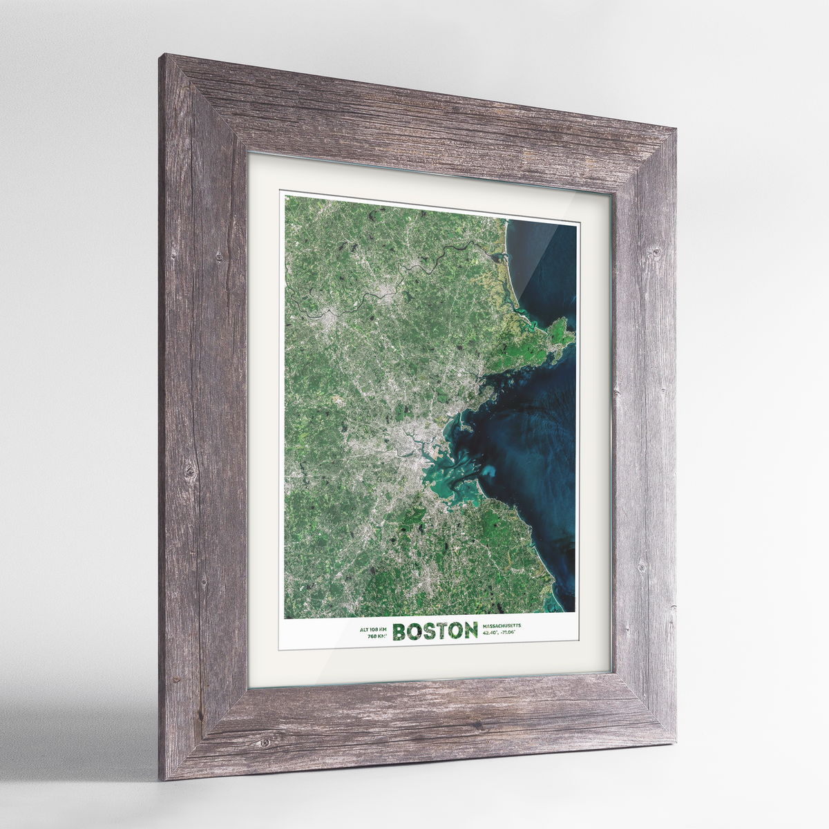 Boston Earth Photography Art Print - Framed