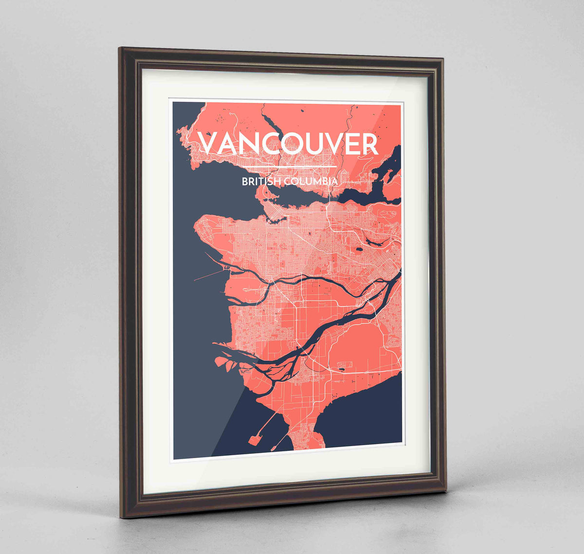 Vancouver Map Art Print - Framed