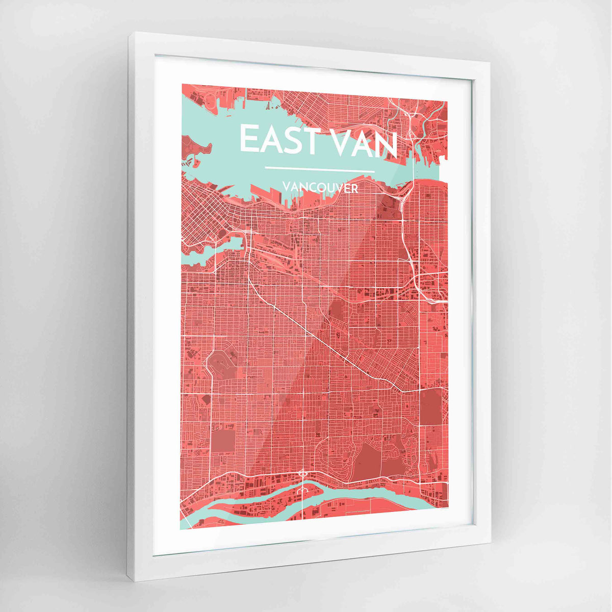 East Vancouver Map Art Print - Framed