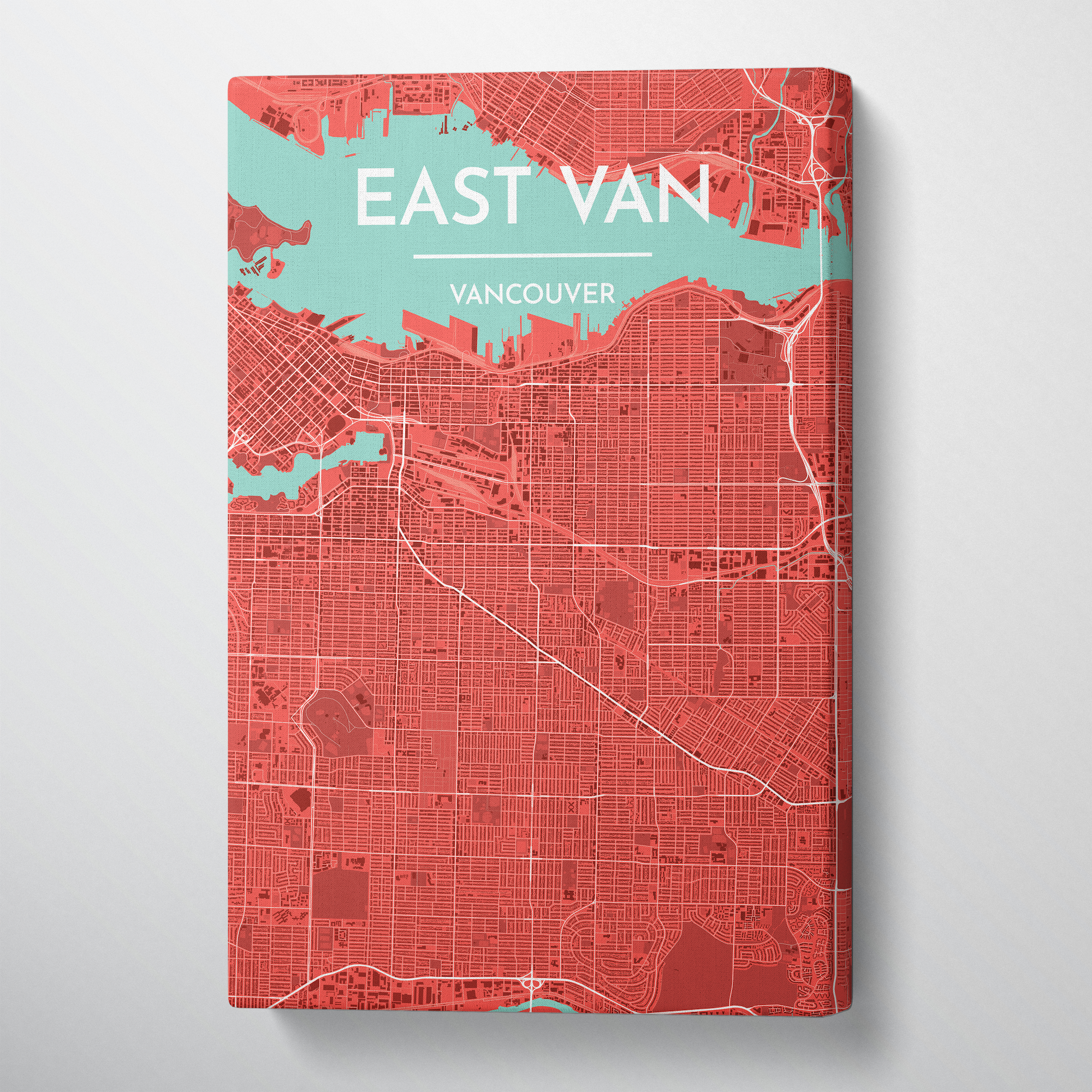 East Vancouver Map Art - Canvas Wrap - Point Two Design