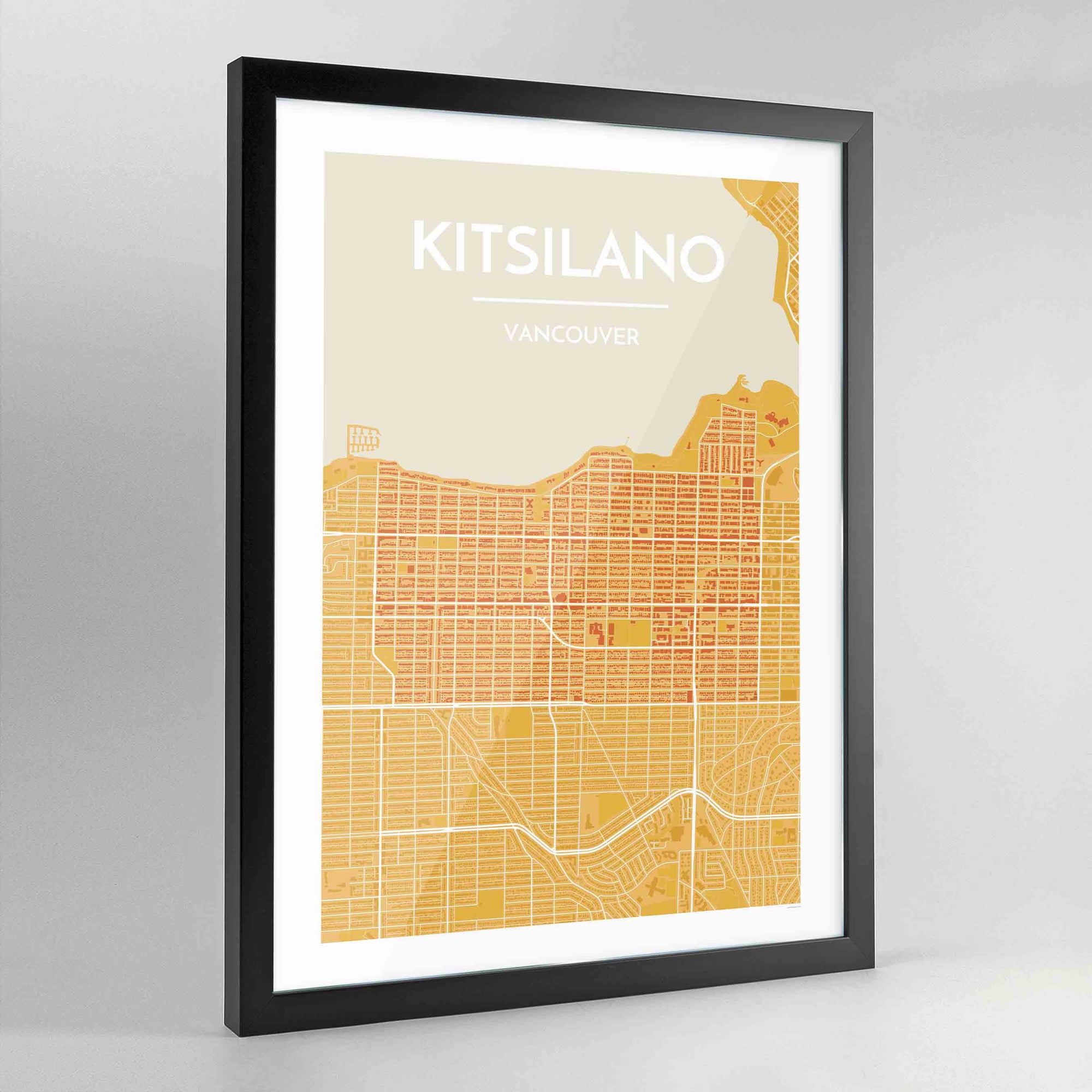 Framed Kitsilano Vancouver City Map Art Print - Point Two Design