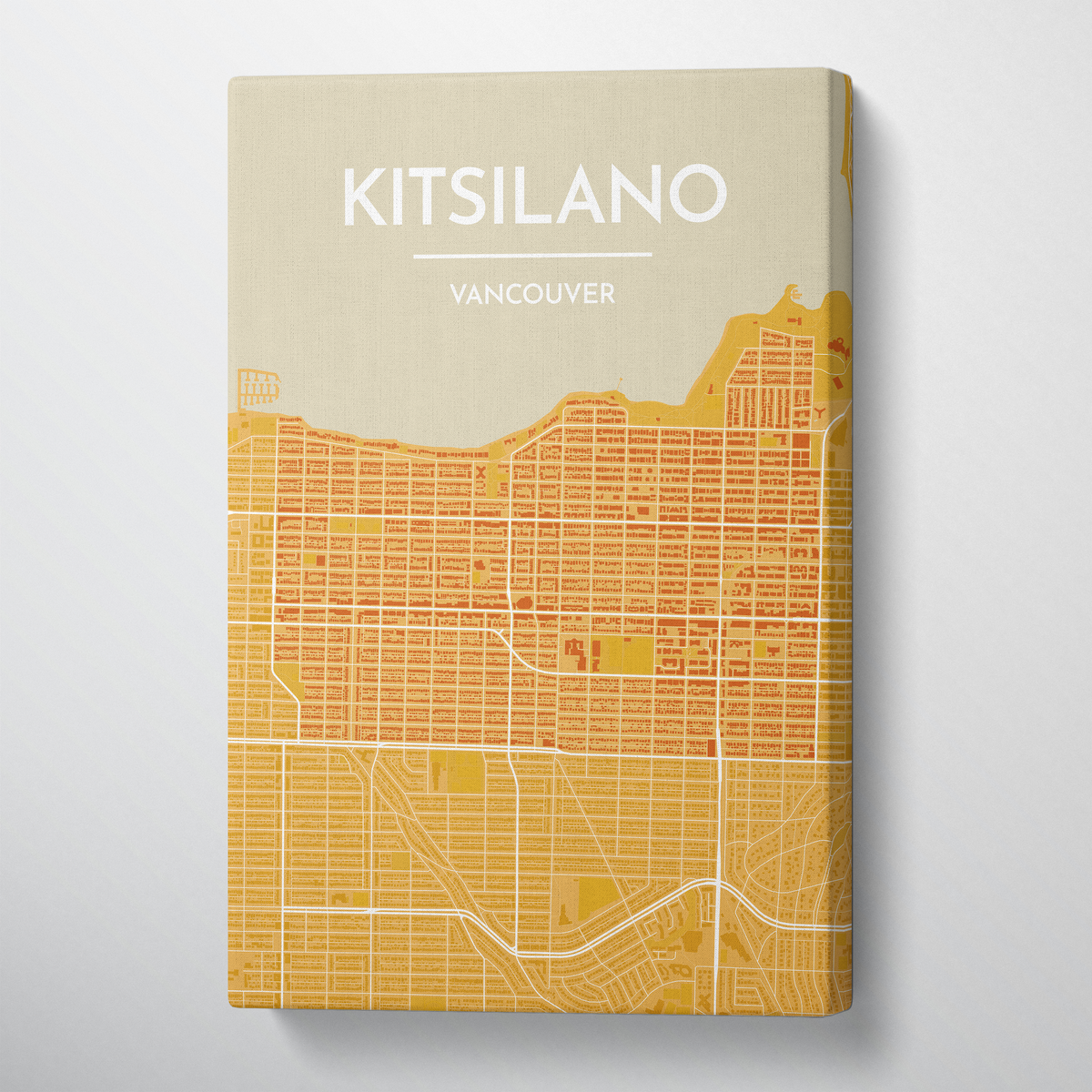 Kitsilano Vancouver City Map Canvas Wrap - Point Two Design