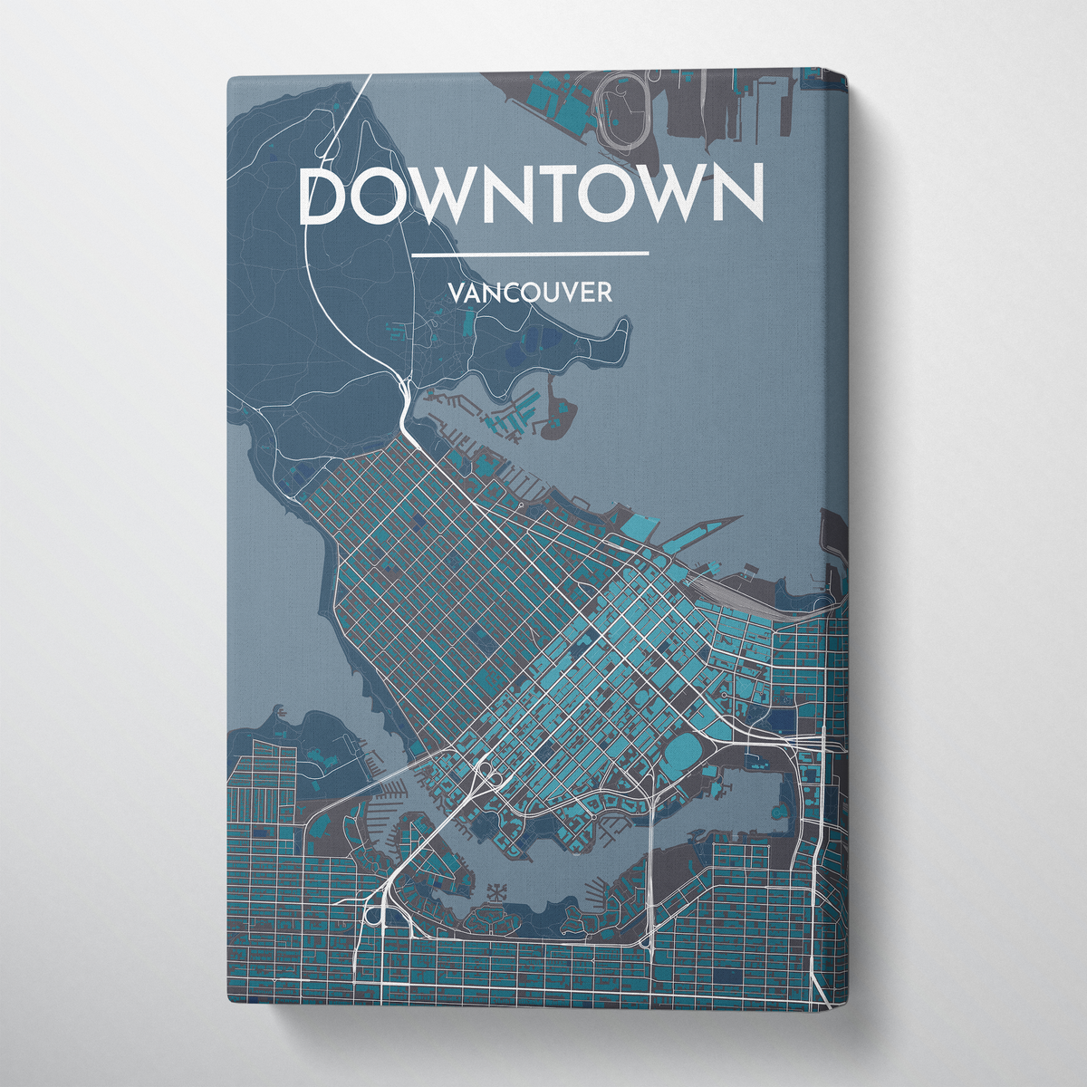Downtown Vancouver Map Canvas Wrap - Point Two Design
