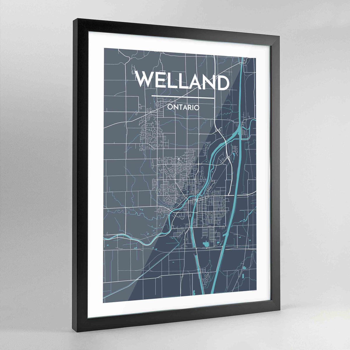 Framed Welland City Map Art Print - Point Two Design