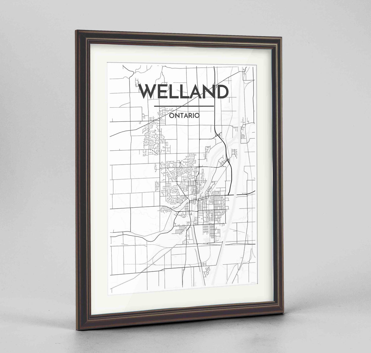 Welland Map Art Print - Framed