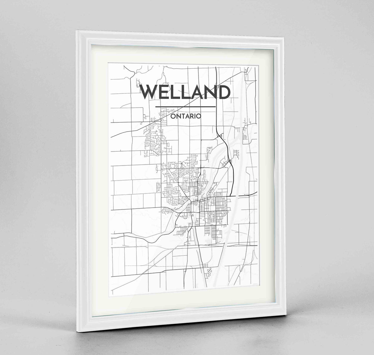 Welland Map Art Print - Framed