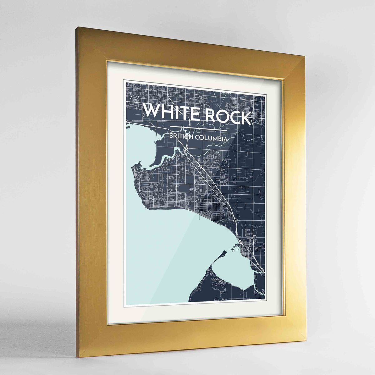 White Rock Map Art Print - Framed