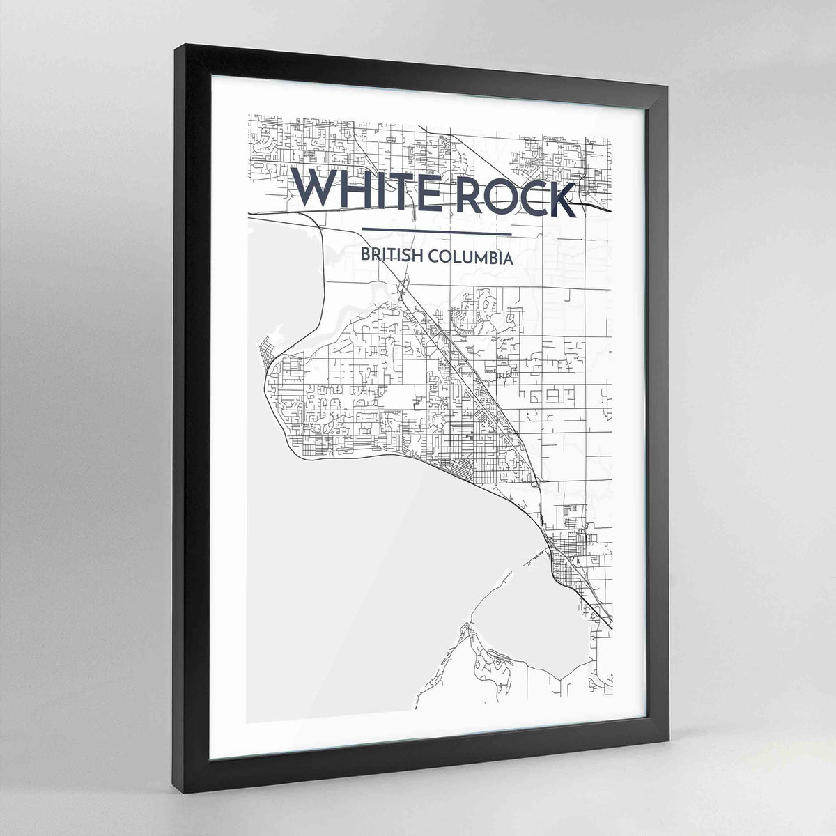 White Rock Map Art Print - Framed