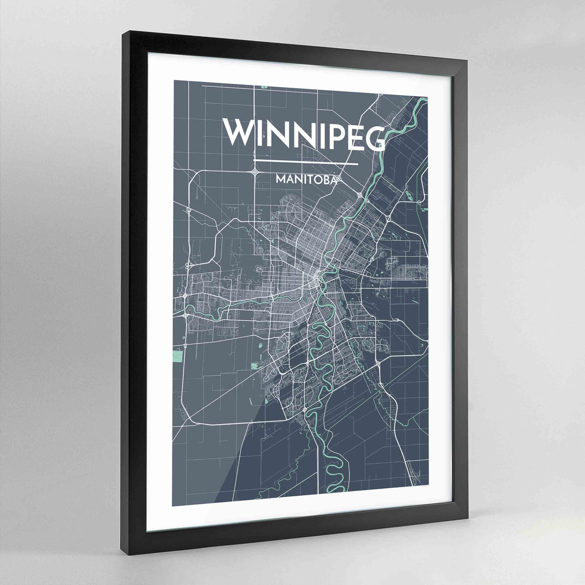 Framed Winnipeg City Map Art Print - Point Two Design
