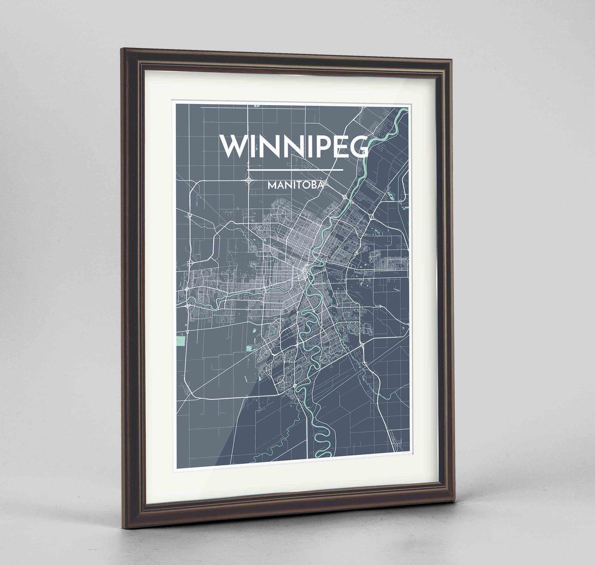 Winnipeg Map Art Print - Framed