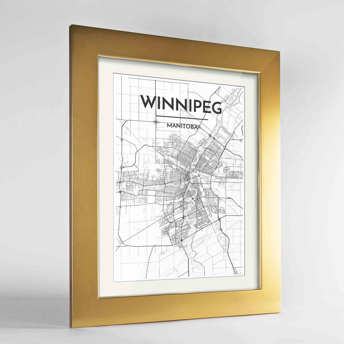Winnipeg Map Art Print - Framed