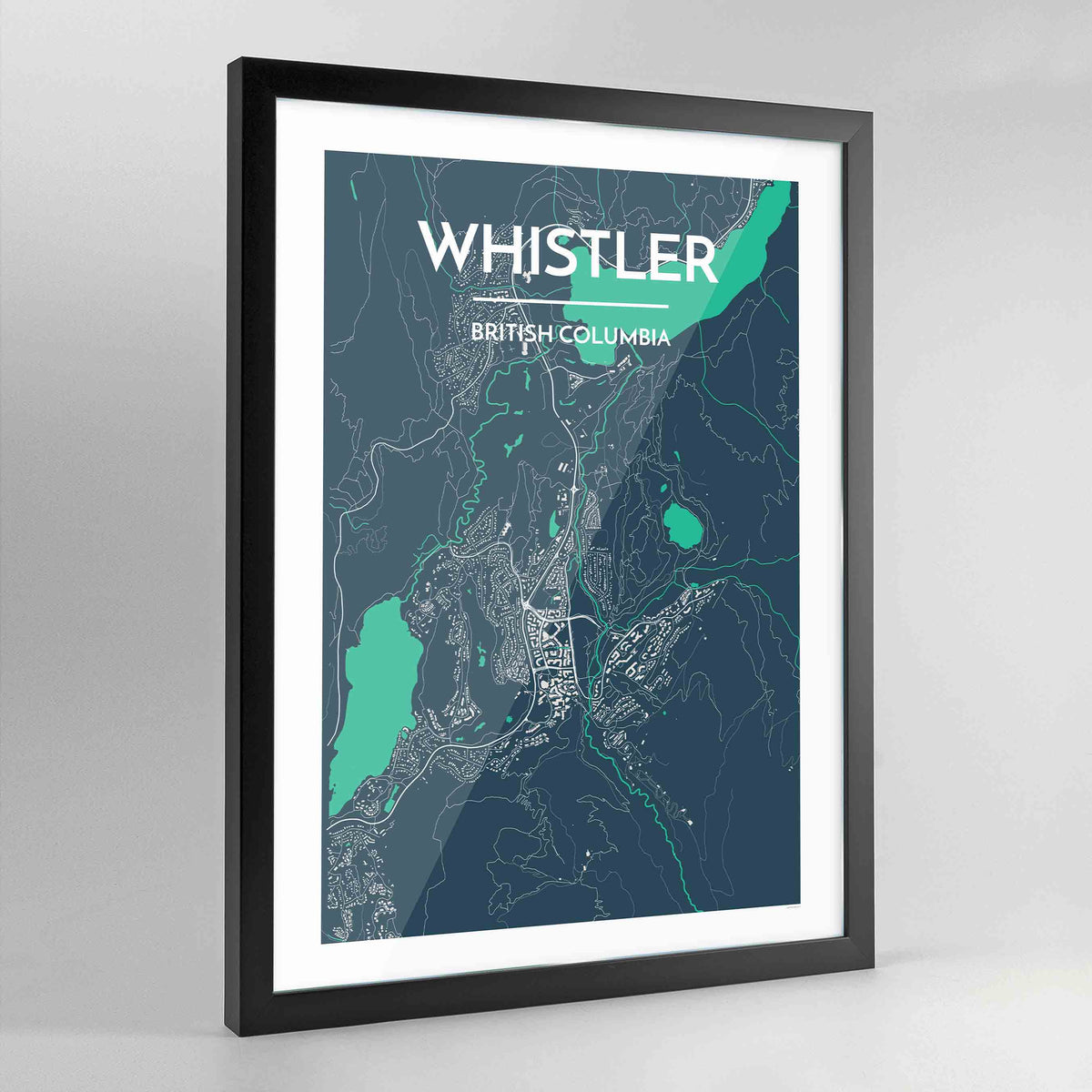 Framed Whistler City Map Art Print - Point Two Design